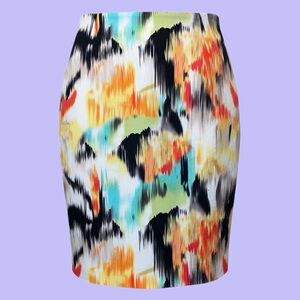 Vamp Early 2000s Vibrant Abstract Print Pencil Skirt